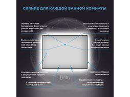 Прямоугольное зеркало с фоновой LED-подсветкой Wellsee 7 Rays Spectrum 172200790 (60*40 см, черный контур, сенсорная кнопка)