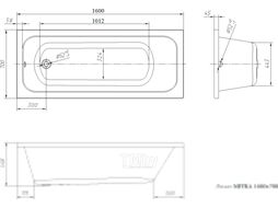 Ванна акриловая Ventospa Mitra 160x70 (с каркасом и экраном)