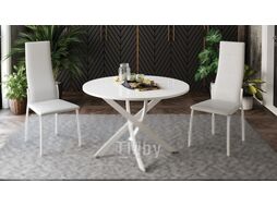 Обеденный стол ТриЯ Diamond тип 2 КМ+02.68.000.167 (белый муар/белый глянец)