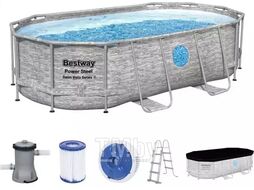Каркасный бассейн Bestway Power Steel Swim Vista 56714 (427x250x100, с фильтр-насосом и лестницей)