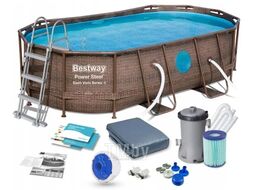 Каркасный бассейн Bestway Power Steel Swim Vista 56714 (427x250x100, с фильтр-насосом и лестницей)