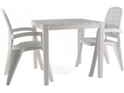 Стол пластиковый Ellastik Plast Прованс Квадратный 4 ножки 80x80x70 (белый)