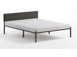 Двуспальная кровать Домаклево Лофт с мягкой спинкой 160x200 (черный/темный)