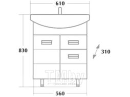 Тумба с умывальником Onika Балтика 60.12 (106041 + WH110246)