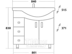 Тумба с умывальником Onika Эльбрус 82.10 R 108202 + Коралл 83 1WH110228
