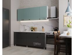 Готовая кухня НК Мебель Деми 180 / 76144513 (графит/сум.голубой)
