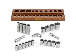 Набор головок 22пр.1/2" (6гр.) (10, 12-19, 21, 22, 24, 27, 30, 32; удлин.-е: 10, 13, 17, 19, 21) в кейсе FORSTIME FT-50221