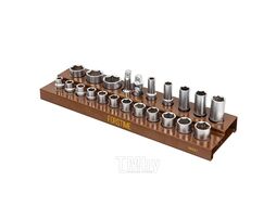Набор головок 22пр.1/2" (6гр.) (10, 12-19, 21, 22, 24, 27, 30, 32; удлин.-е: 10, 13, 17, 19, 21) в кейсе FORSTIME FT-50221
