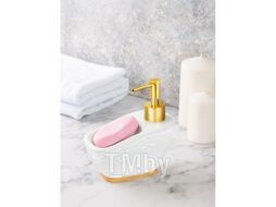 Дозатор моющего средства с губкой Elan Gallery Белый узор / 540529