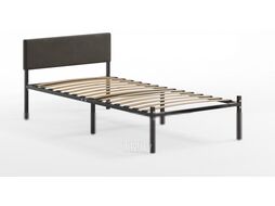 Односпальная кровать Домаклево Лофт с мягкой спинкой 90x200 (черный/темный)