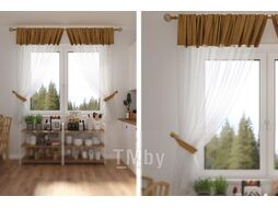 Комплект штор LEGRAND Софт-Вуаль 135x160 / 58 091 386 (2шт, с подхватами, золотой)