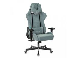 Кресло игровое Zombie VIKING KNIGHT Fabric синий Light-27 с подголов. крестов. металл