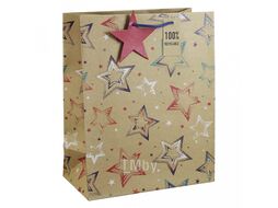 Пакет бумажный подарочный 21,5*10,2*25,3 см "Stars kraft" Rhodia 30603-3C
