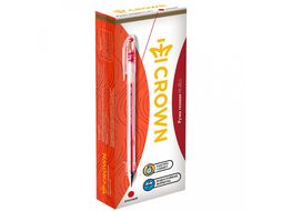 Ручка гелевая "Hi-Jell Color", 0,5 мм., прозр., стерж. красный CROWN HJR-500B