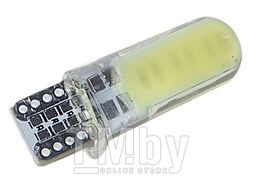 Лампа автомобильная светодиодная T10W (W2.1x9.5d) 2COB 5050 WHITE 6000K в силиконе 12V MEGA ELECTRIC ME-070212CW