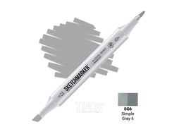 Маркер перм., худ. двусторонний, SG6, серый простой №6 Sketchmarker SM-SG6