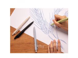 Ручка шарик/автомат "Wheat Straw" 1,0 мм, пласт. биоразлаг., черный, стерж. синий Xindao