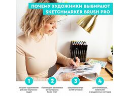 Маркер перм., худ. "Brush Skin Set" двусторонний, набор 12 шт. + сумка-органайзер Sketchmarker SMB-12SKIN
