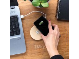 Зарядное устройство (индуктивное) "Wood" беспроводное, выход 5V/0.8A, карт. упак., коричневый Xindao
