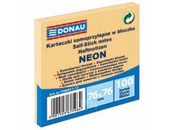 Бумага для заметок на клейкой основе 76*76 мм "Donau Neon" 100 л., желтый неон Donau 7586011-11