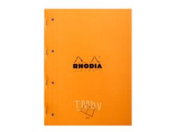 Блокнот А4+ 223*297 мм, 80 л., в клетку скоба сбоку, обл. карт., оранжевый Rhodia 118016C
