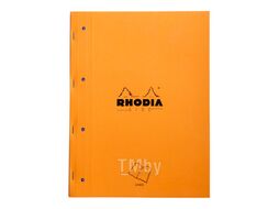 Блокнот А4+ 223*297 мм, 80 л., в клетку скоба сбоку, обл. карт., оранжевый Rhodia 118016C