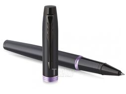 Ручка роллер "IM Vibrant Rings T315 Marine Blue PVD" 0,5 мм, метал., подарочн. упак., черный/синий, стерж. черный Parker 2172860