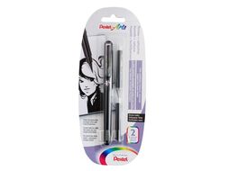 Кисть-ручка "Pocket Brush XGFKP" +2 картриджа, черный, блистер Pentel XGFKP/FP10F