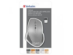 Мышь Deluxe (беспровод., оптич., USB, серо-черная, 800-1600 dpi, 8-кнопочная) Verbatim 49041