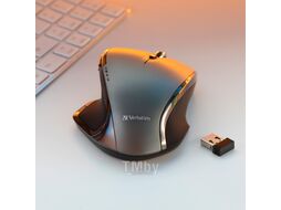 Мышь Deluxe (беспровод., оптич., USB, серо-черная, 800-1600 dpi, 8-кнопочная) Verbatim 49041
