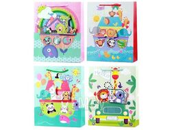 Пакет подарочный 18x23x8 см бумажный "Cartoons" 210 г/м2, ассорти 4 цв deVente 9041285