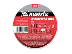 Изолента ПВХ, 19 мм х 20 м, белая, 150мкм Matrix 88782