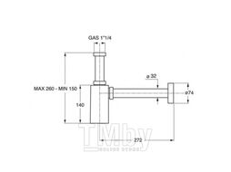 Сифон для умывальника Bonomini 1 1/4" 32х250 хром (0510OT25K7)