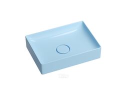 Накладная раковина Wellsee Pure BY Wellsee 150708000 (50*36 см, прямоугольная, без отверстия под смеситель, керамический клапан, голубой)