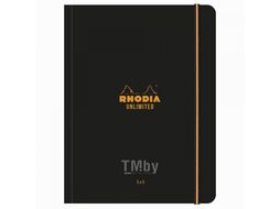 Блокнот А5+ 160*210 мм, 60 л., в клетку "Rhodia Unlimited" сшивка сбоку, обл. карт., микроперф., на резинке, оранжевый Clairefontaine 118758C
