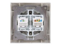 Розетка телефонная RJ11 + компьютерная RJ45 бронза "Лама" TDM SQ1815-0719