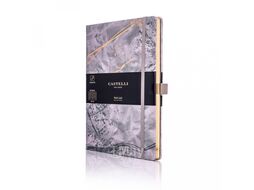 Блокнот А5 130*210 мм., 120 л., тонир., лин. "Wabi Sabi Scar" обл. искусств. матер., на резинке, серый, срез золотистый