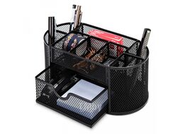 Подставка для канцелярских мелочей "Deli Овальная" метал., сетка, черный Deli 8902