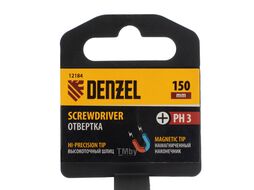 Отвертка PH3х150 мм, CrV, трехкомпонентная рукоятка Denzel 12184