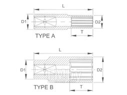 Головка торцевая глубокая 12гр. 1/2" 22 мм Licota F4022L