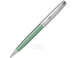 Ручка шарик/автомат "Sonnet Essential SB K545 LaqGreen CT" 1 мм, метал., подарочн. упак., серебристый/зеленый, стерж. черный Parker 2169365