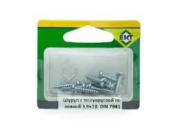 Шуруп 3.9х19, полукруглая головка, шлиц PH, цинк, DIN 7981 (10шт) EKT B006971