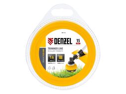 Леска для триммера квадрат 1,6 мм х 15 м, блистер FLEX CORD Denzel 96114