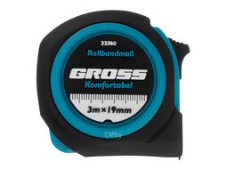 Рулетка Komfortabel, 3 м х 19 мм, обрезиненный корпус Gross 32560