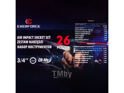 Набор инструментов ударных 26пр. 3/4" (6гр.) EVERFORCE EF-68262-5MPB