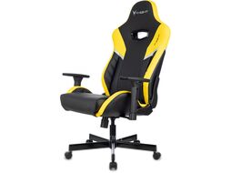 Кресло игровое Бюрократ Knight Thunder 5X черный/желтый эко.кожа крестов. металл