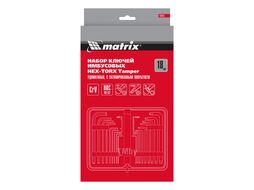 Набор ключей имбусовых HEX-TORX, 18 шт: HEX 1,5–10 мм, T10-T50, CrV, удлиненные, сатин. MATRIX 12315