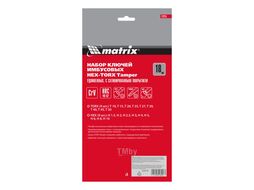 Набор ключей имбусовых HEX-TORX, 18 шт: HEX 1,5–10 мм, T10-T50, CrV, удлиненные, сатин. MATRIX 12315