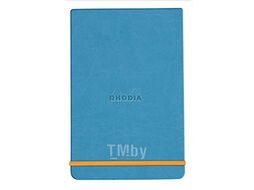 Блокнот А5 148*210 мм, 96 л., лин. "Rhodiarama Webnotepad", кожзам., тв. обл., на резинке, сапфировый Clairefontaine 194391C