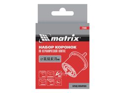 Набор коронок по керамической плитке, 33-53-67-73 мм, 6-гранный хвостовик MATRIX 72840